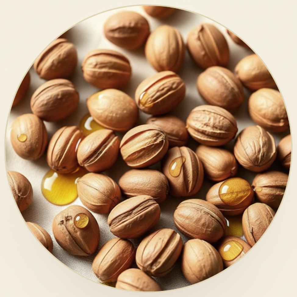 Graines d'argan sur lin ivoire Image